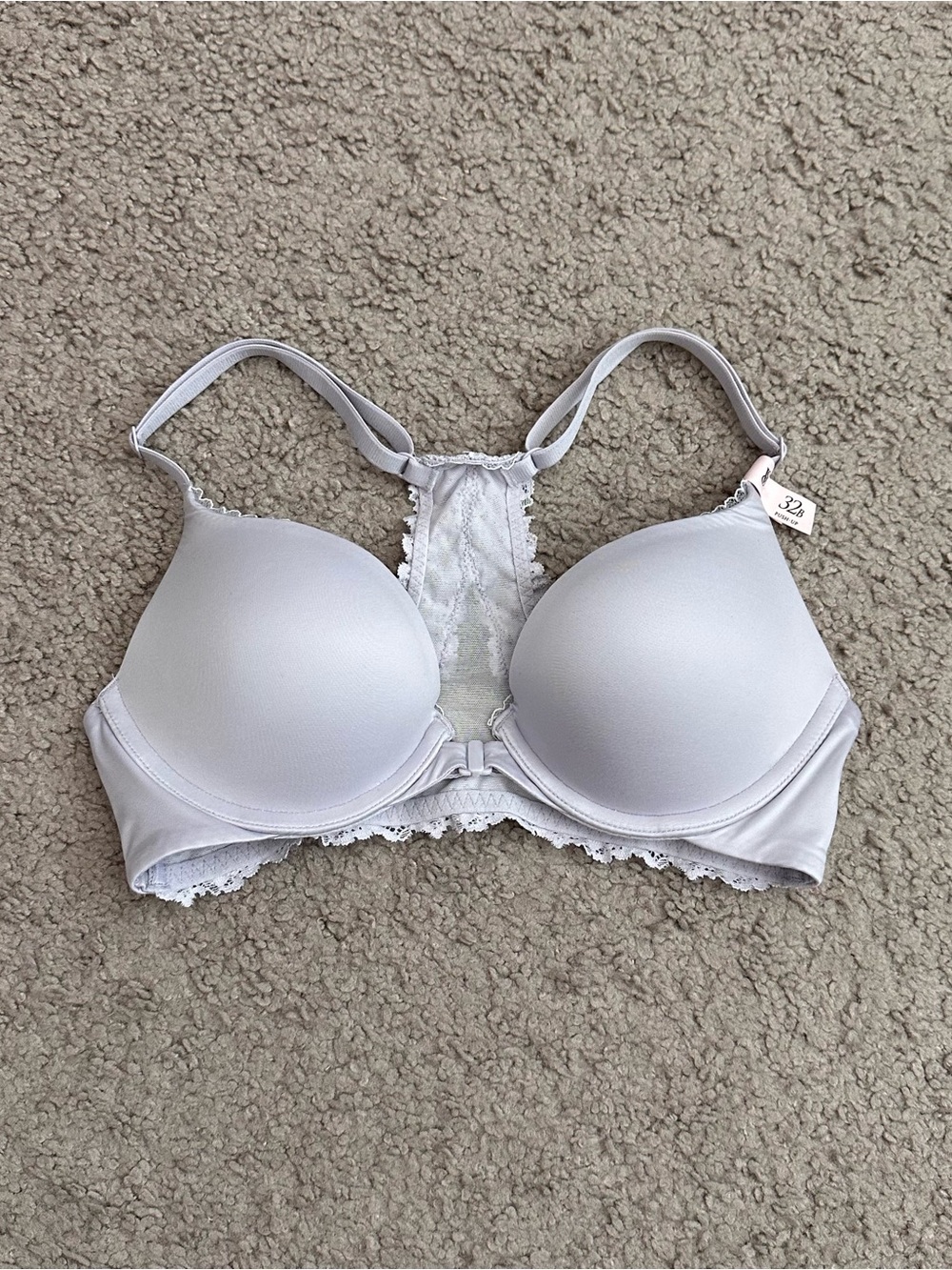 Victoria's Secret Lace Racerback Push-Up Bra Womens 32B Crystal Lilac